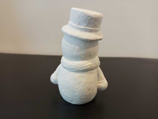 Whimsical Holiday Home Decor | Concrete Snowman with Green Hat and Scarf | Desktop Joy