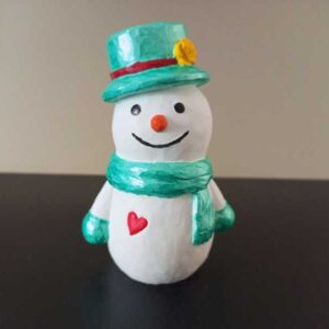 Hand-Painted Concrete Snowman Figurine
