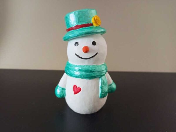 Hand-Painted Concrete Snowman Figurine