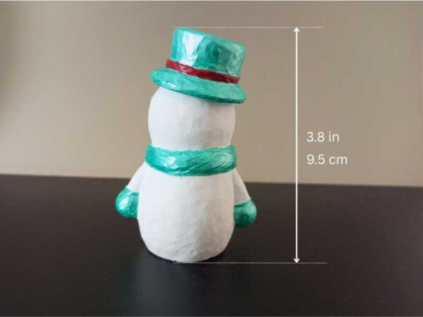 Hand-Painted Concrete Snowman Figurine | Teal Scarf & Top Hat | 3.8-inch Winter Decor